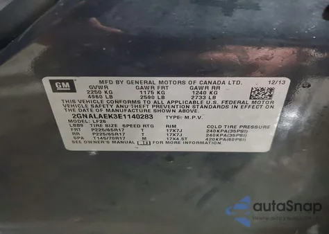 2014 Chevrolet Equinox Ls z USA, uszkodzony, nr VIN 2GNALAEK3E1140283